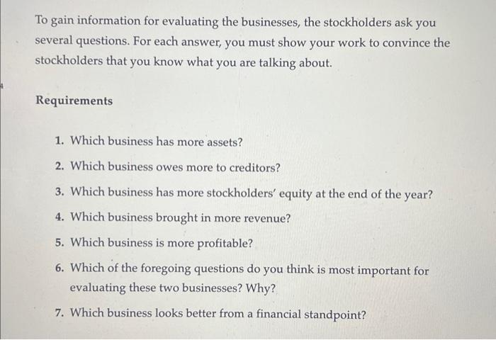 out at the end of the year. Neither business kept complete accounting