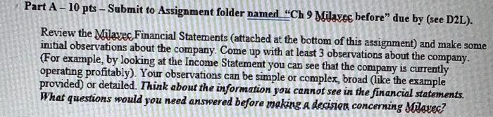 Part A-10 pts - Submit to Assignment folder named "Ch 9 Milavec