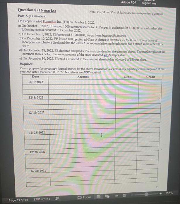 Question 8 (16 marks) Part A (12 marks). Adobe PDF Signatures Note: