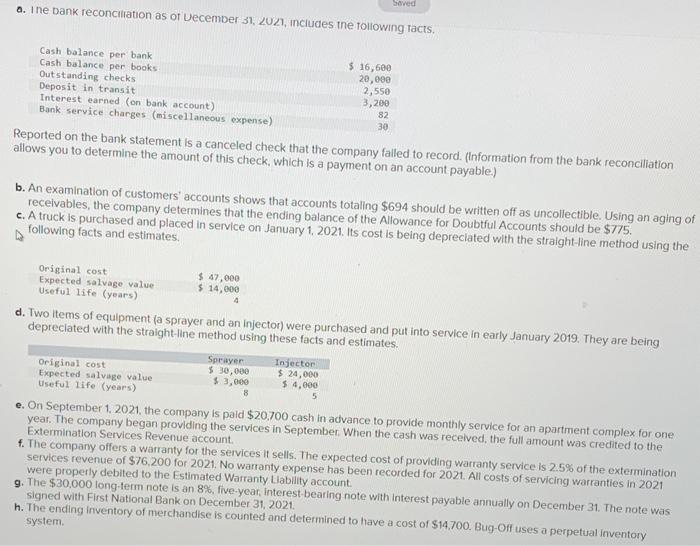 other companies. Following the company's unadjusted trial balance as of December 31,