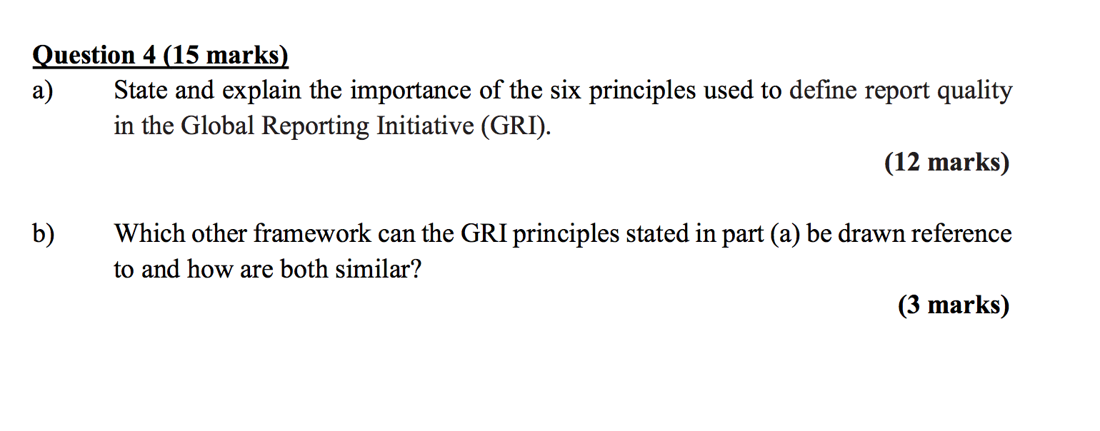Question 4 (15 marks) a) State and explain the importance of the