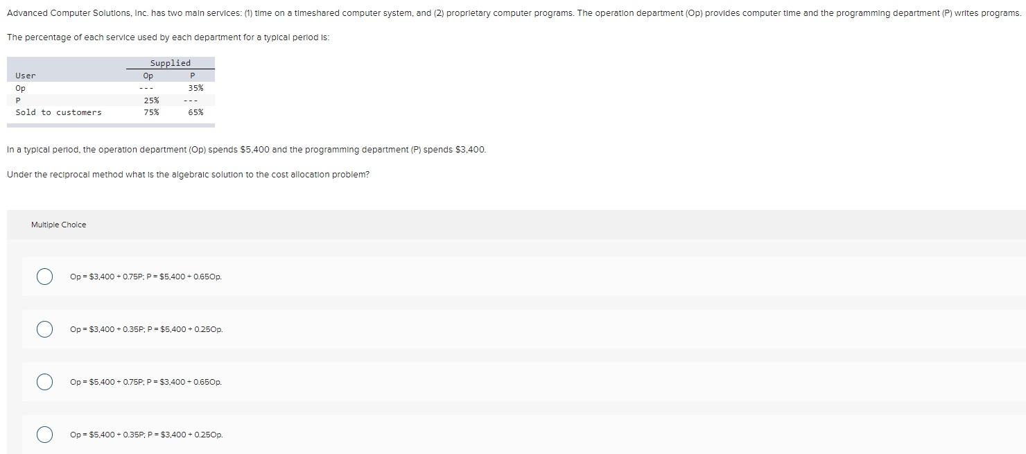 Advanced Computer Solutions, Inc. has two main services: (1) time on a