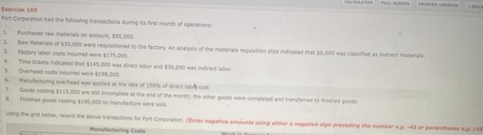 Exercise 169 CALCULATOR FULL SCREEN PRINTER VERSION BACK 1 2. Fort Corporation
