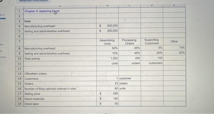 Required information D 1 Chapter 5: Applying Excel of 2 2 3