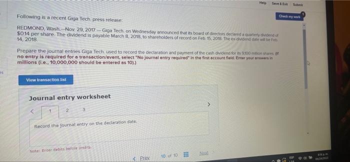 Help Seve & Exit Submit Following is a recent Giga Tech press