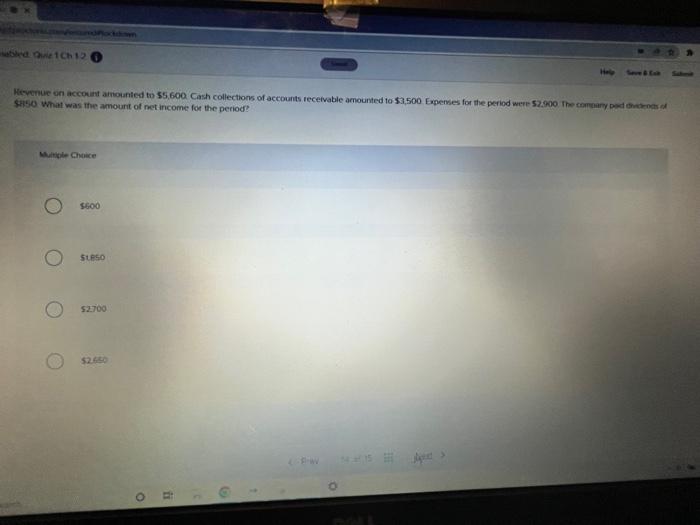 kdown abled Quiz 1 Ch 12 Help Save & Exh Sabest Revenue