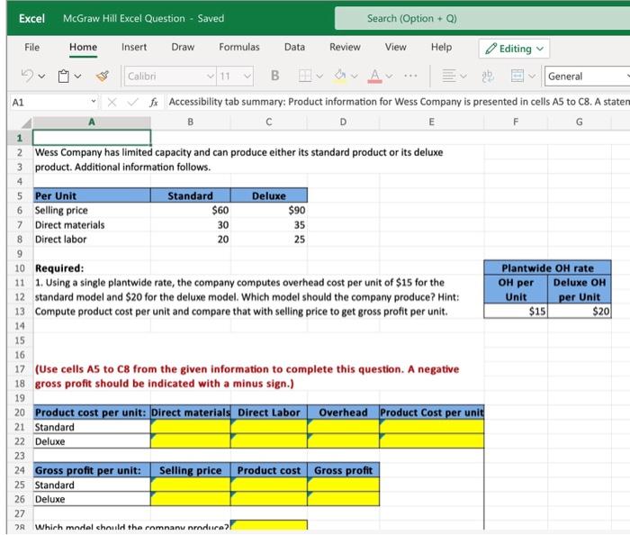 Excel McGraw Hill Excel Question - Saved Search (Option + Q) File