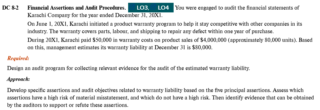 DC 8-2 Financial Assertions and Audit Procedures. LO3, LO4 You were engaged