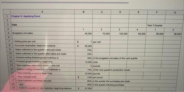 A B C D E F G 1 Chapter 8: Applying Excel