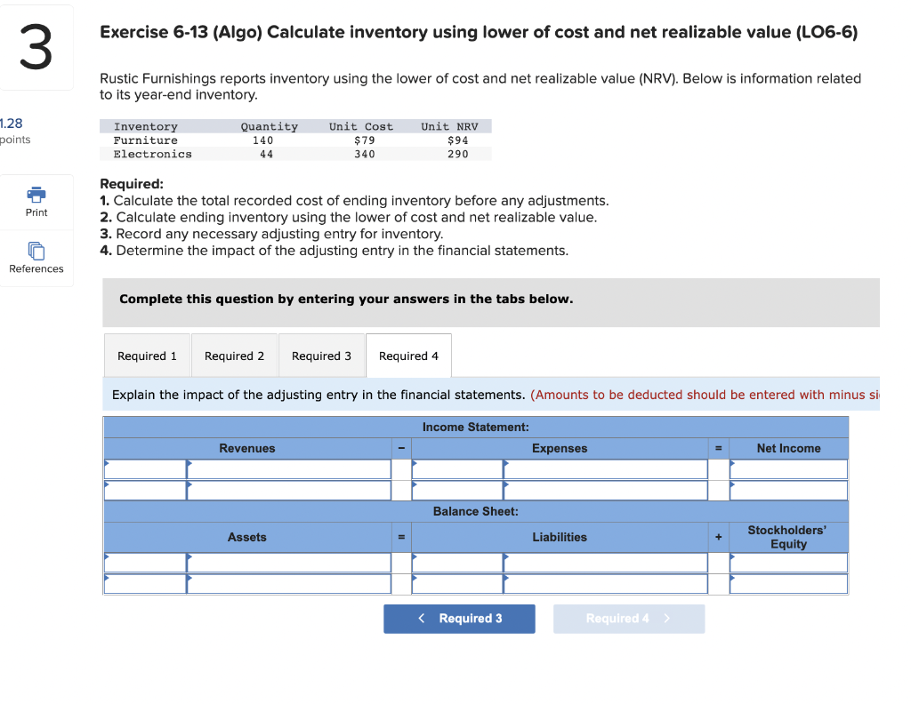 and net realizable value (LO6-6) [The following information applies to the questions