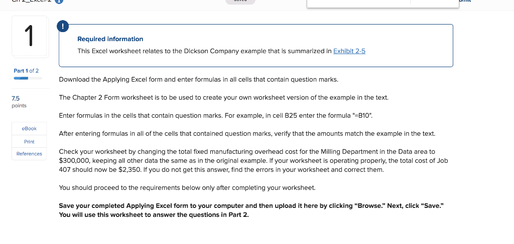 1 Required information This Excel worksheet relates to the Dickson Company example