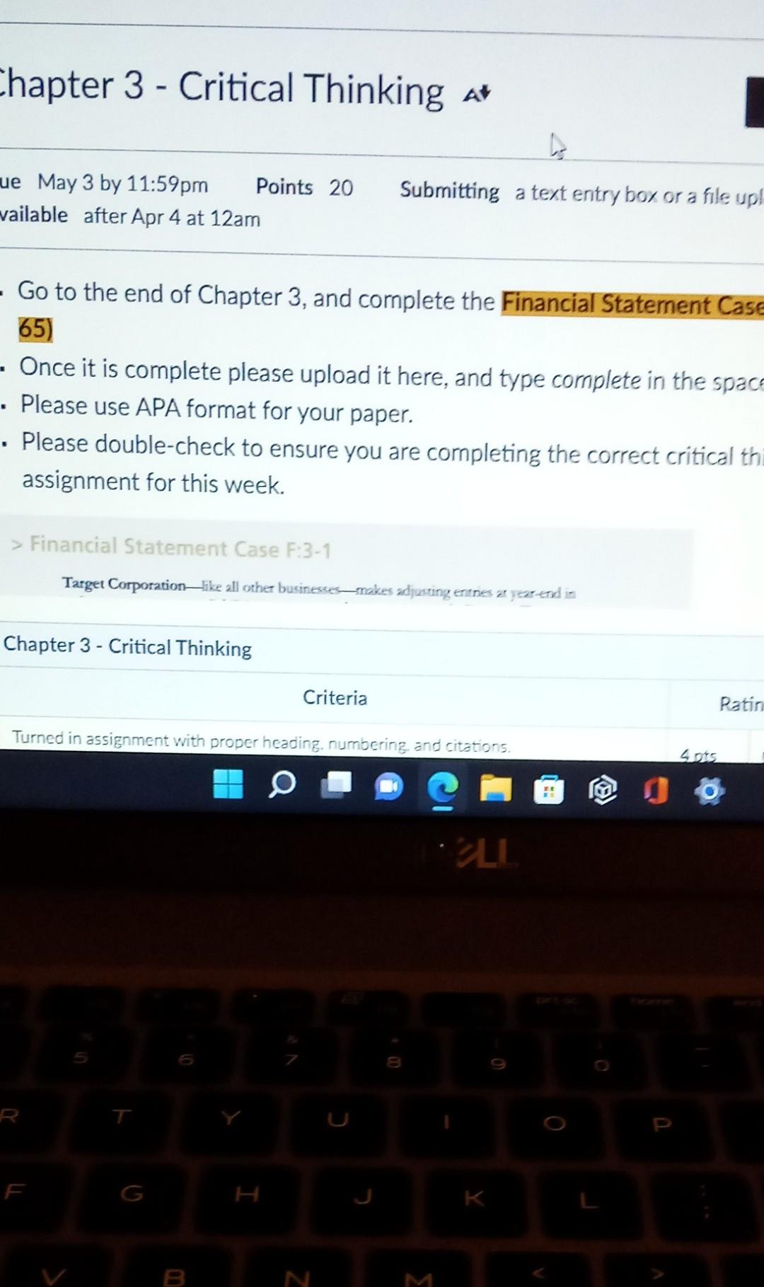Chapter 3 - Critical Thinking ter 3 - Critical Thinking A+ Start