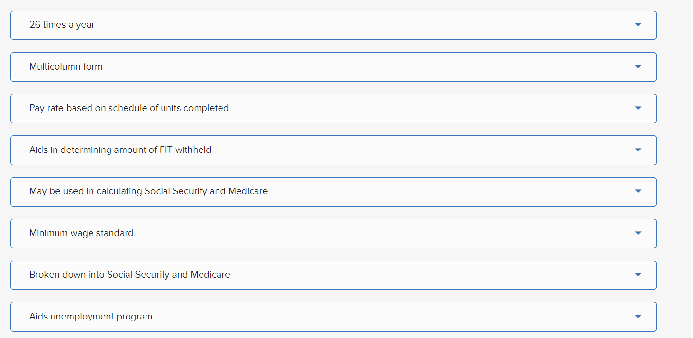 following terms with their definitions. 1 SUTA 2 Payroll register 3 Override