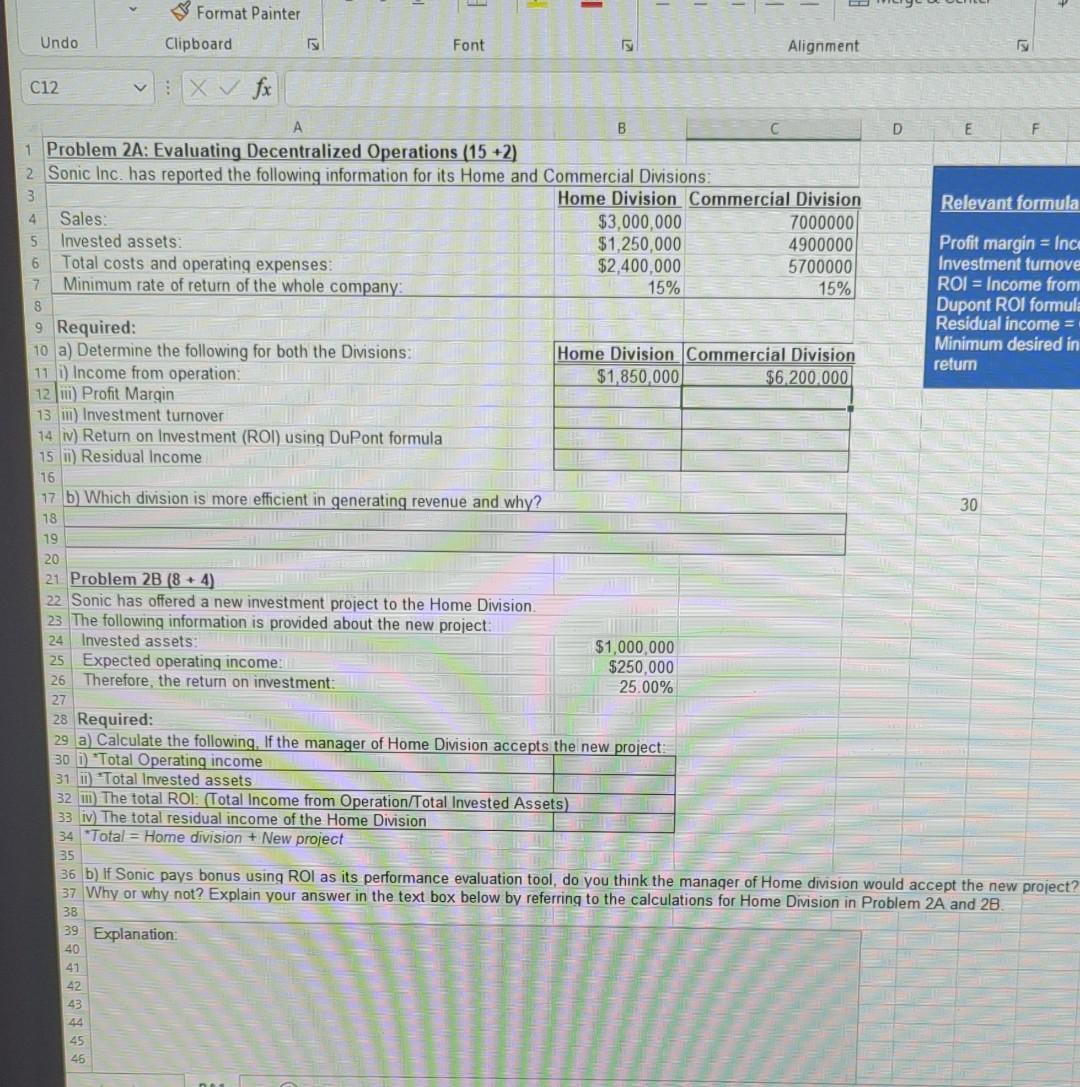 Format Painter Undo Clipboard Font I C12 VXV fx A 1 Problem