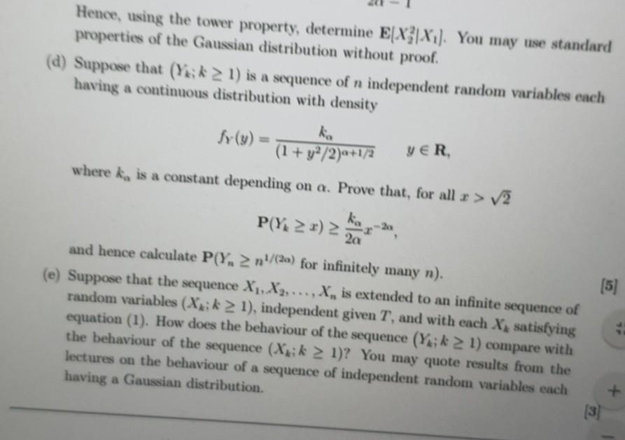 Hence, using the tower property, determine ELXX]. You may use standard properties