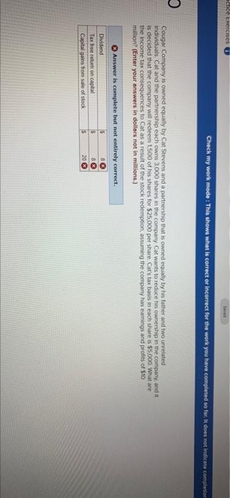 chic Exercises S Check my work mode: This shows what is correct