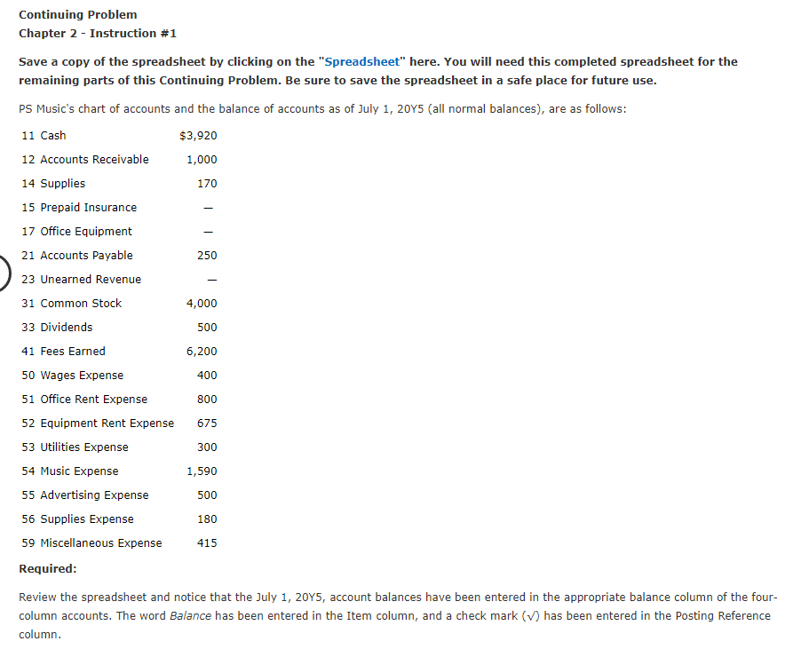 Chapter 2, Part 3 to complete this part. Prepare an unadjusted trial