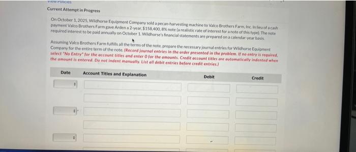 View Policies Current Attempt in Progress On October 1, 2025, Wildhorse Equipment