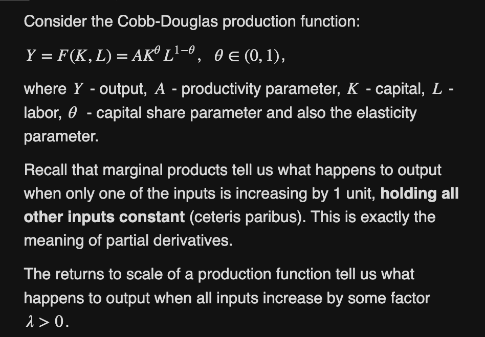 Consider the Cobb-Douglas production function: 1-0 Y = F (K, L) =