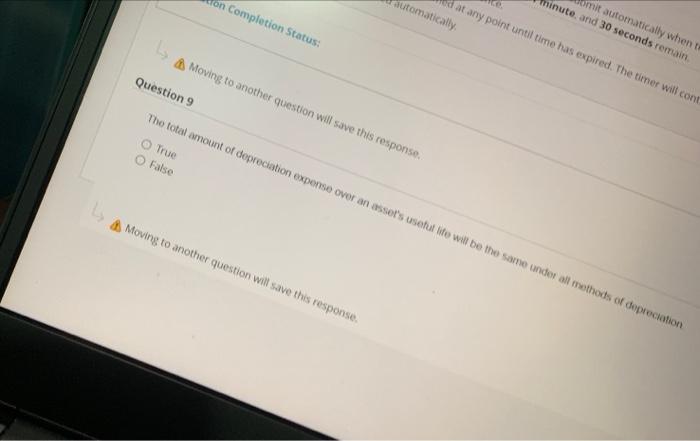 on Completion Status: e. minute, and 30 seconds remain. omit automatically when