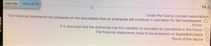 5010ULLC 0.75 10 Under the Going Concern assumption The financial statements are