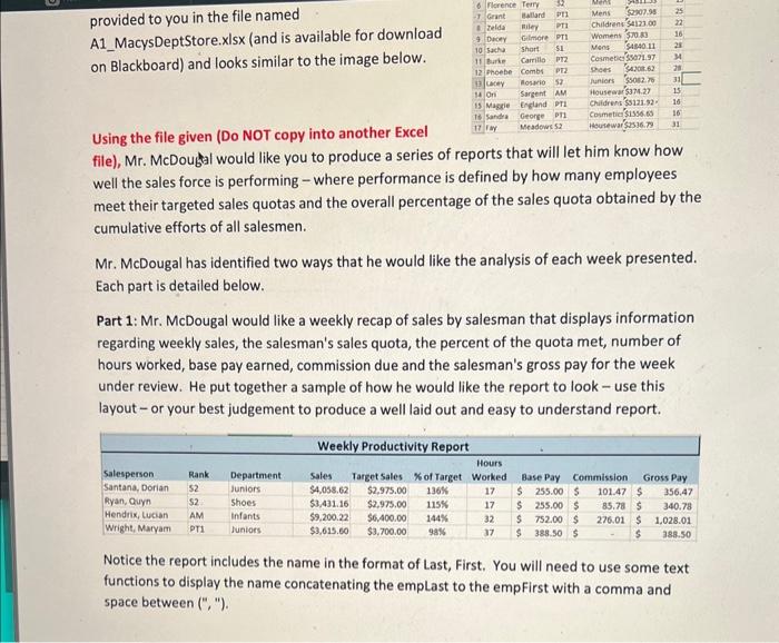 Data Analysis Case Background Due: Check Blackboard Course Site for Due Date
