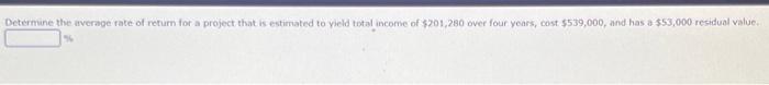 Determine the average rate of return for a project that is estimated