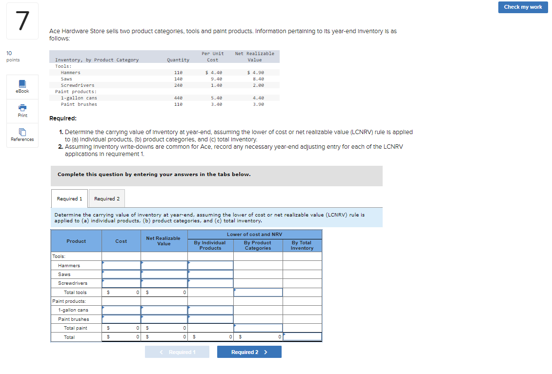7 Ace Hardware Store sells two product categories, tools and paint products.