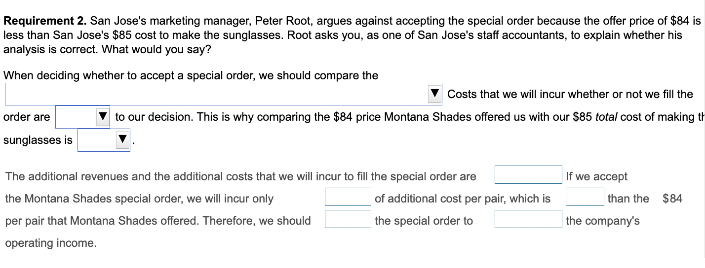 85 * $2,050,000 Total fixed manufacturing overhead / 102,500 Pairs of sunglasses