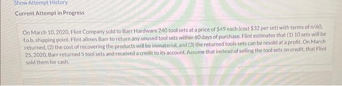 Show Attempt History Current Attempt in Progress On March 10, 2020, Flint