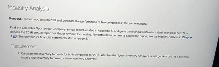 Industry Analysis Purpose: To help you understand and compare the performance of