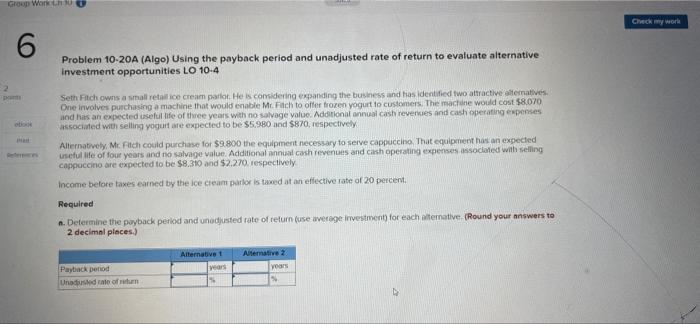 Group Work Ch 100 6 2 References Problem 10-20A (Algo) Using the