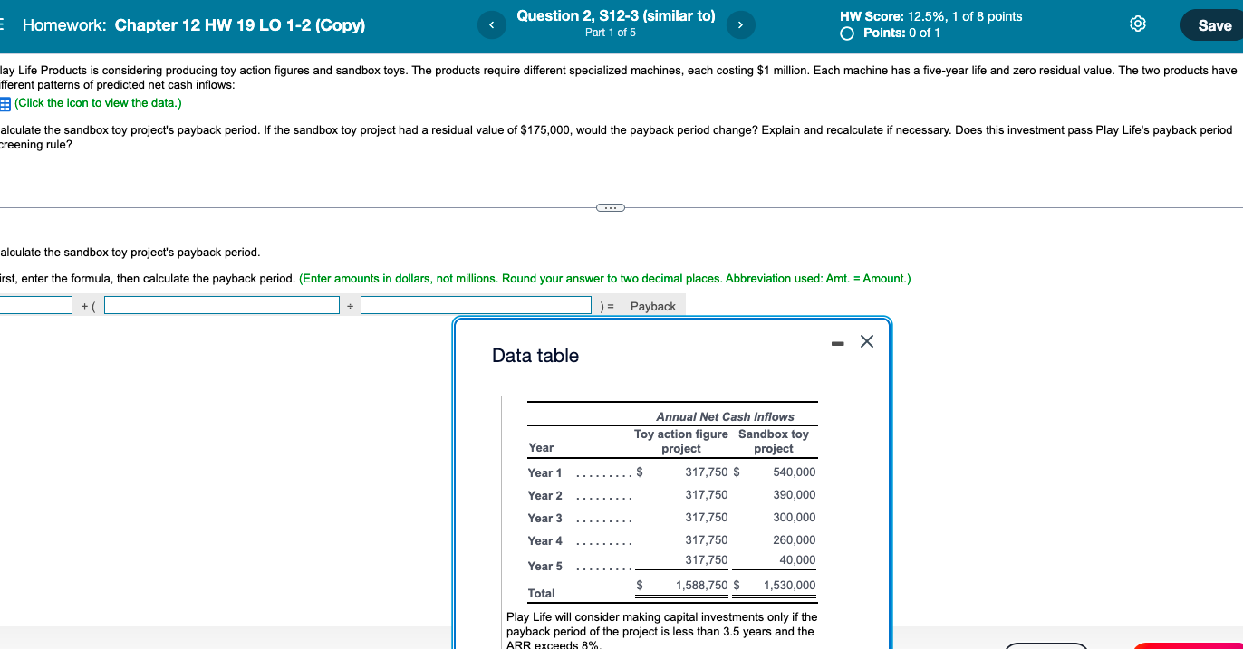 E Homework: Chapter 12 HW 19 LO 1-2 (Copy) Question 2, S12-3