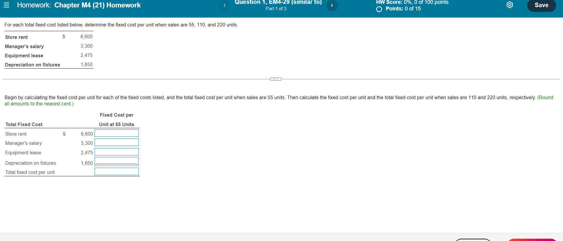 = Homework: Chapter M4 (21) Homework Question 1, EM4-29 (similar to) Part