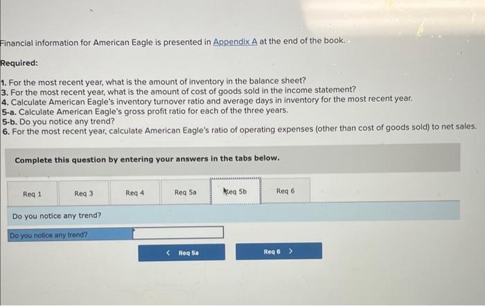 in the income statement? 4. Calculate American Eagle's inventory turnover ratio and