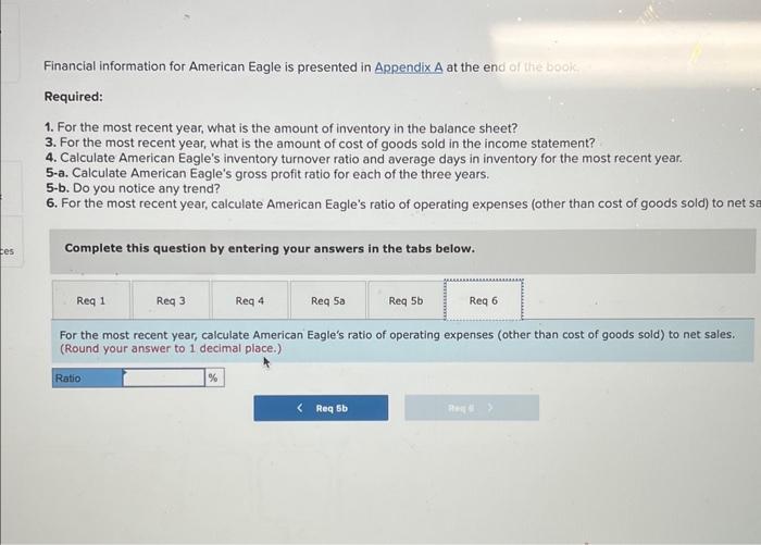 average days in inventory for the most recent year. 5-a. Calculate American