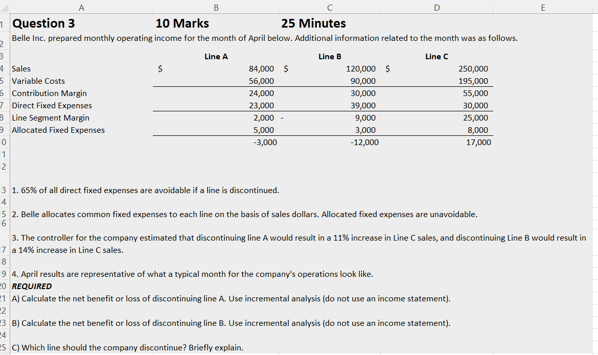 2 Question 3 A B 10 Marks C 25 Minutes D Belle