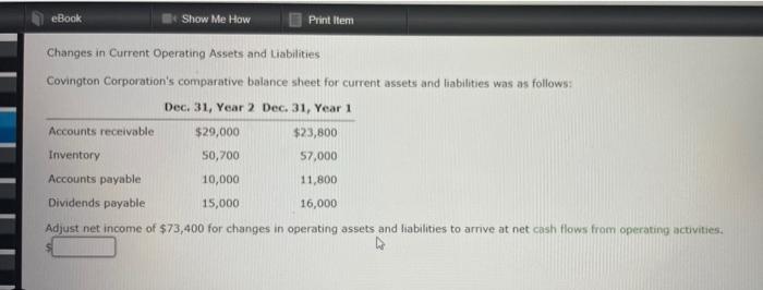 eBook Show Me How Print Item Changes in Current Operating Assets and
