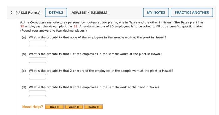 5. [-/12.5 Points] DETAILS ASWSBE14 5.E.056.MI. MY NOTES PRACTICE ANOTHER Axline Computers