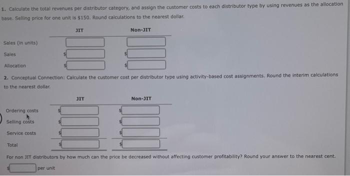 JIT distributors and non-JIT distributors. The JIT distributor places small, frequent orders,