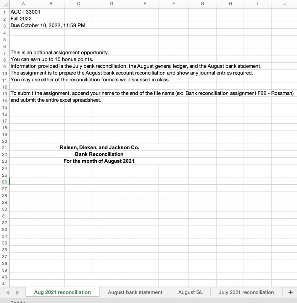 A B C D E F G | J 1 ACCT 33001