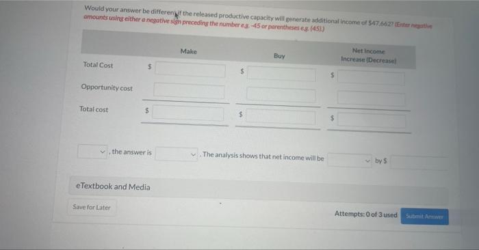 Would your answer be different if the released productive capacity will generate