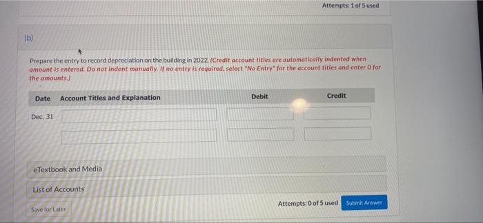 of selected depreciable assets at the beginning of 2022. Here are his