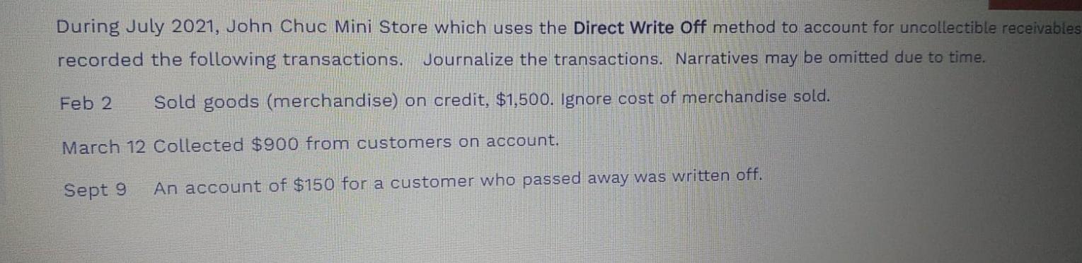 During July 2021, John Chuc Mini Store which uses the Direct Write