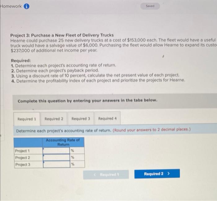 Company has a number of potential capital investments. Because these projects vary