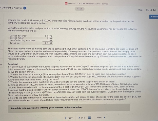 Differential Analysis M Question 3-Ch 13 HW Differential Analysis - Connect Saved