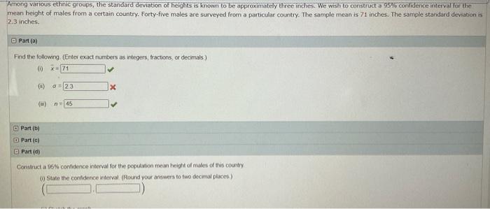 height of males of this country (0) State the confidence interval (Round