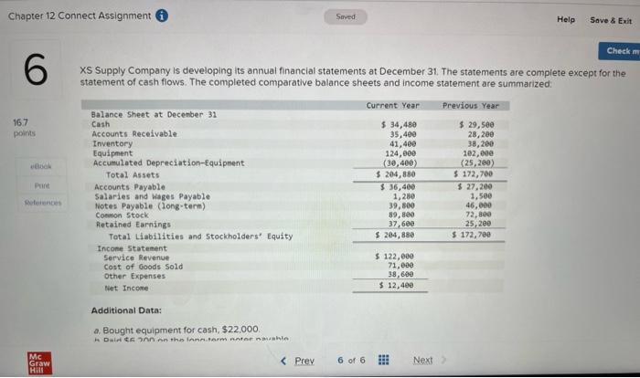 Chapter 12 Connect Assignment 6 Saved Help Save & Exit Check my