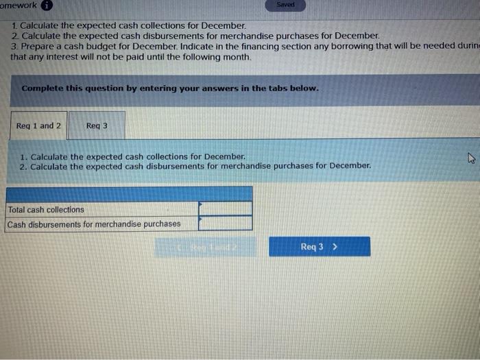 prepare a December cash budget for Ashton Company, a distributor of exercise