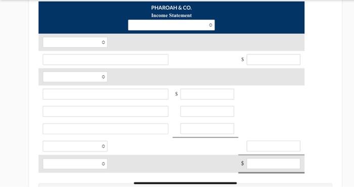 PHAROAH & CO. Income Statement
